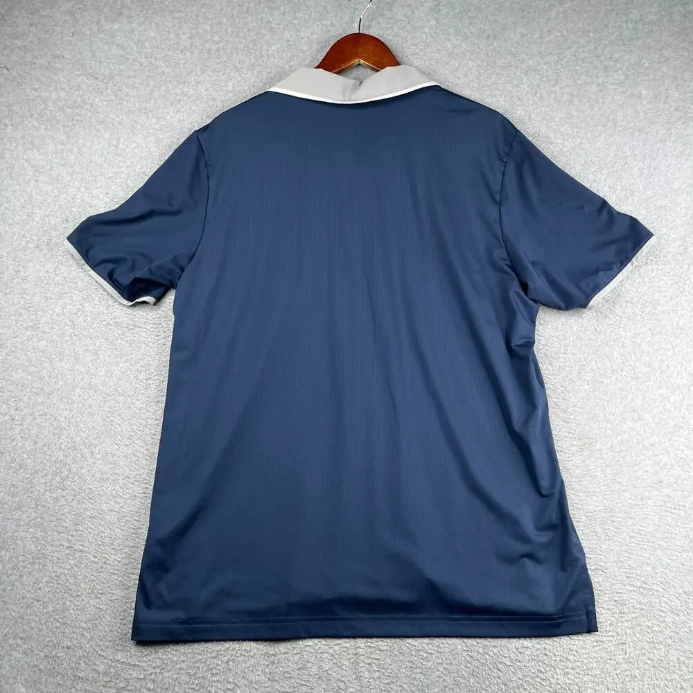 Adidas Golf Performance Polo Shirt Navy Blue NBC Golf Logo Stretch Casual Mens L